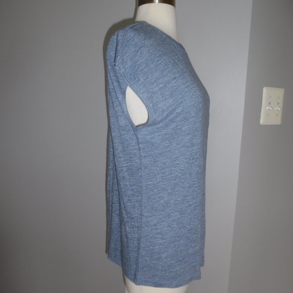 Theory Ginala Cash Casual Top Linen Scoop Neck Tee - Picture 5 of 8